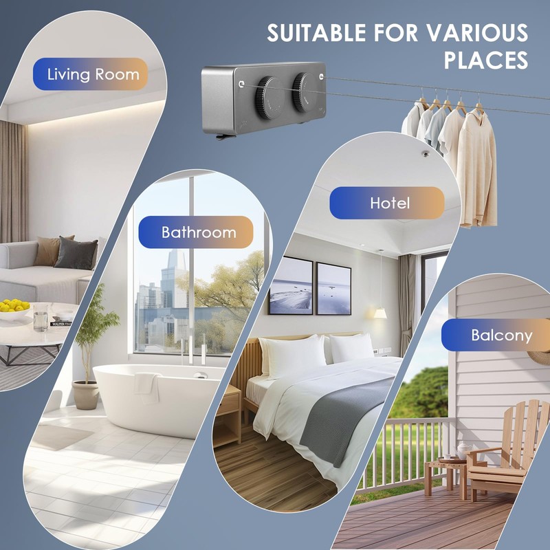 Contraxump Scalable Clothesline Extendable with High Load Capacity, Extendable Washing