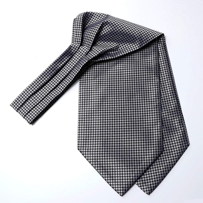 HISDERN Tie Scarf Black and White Men's Wedding Ascot Tie