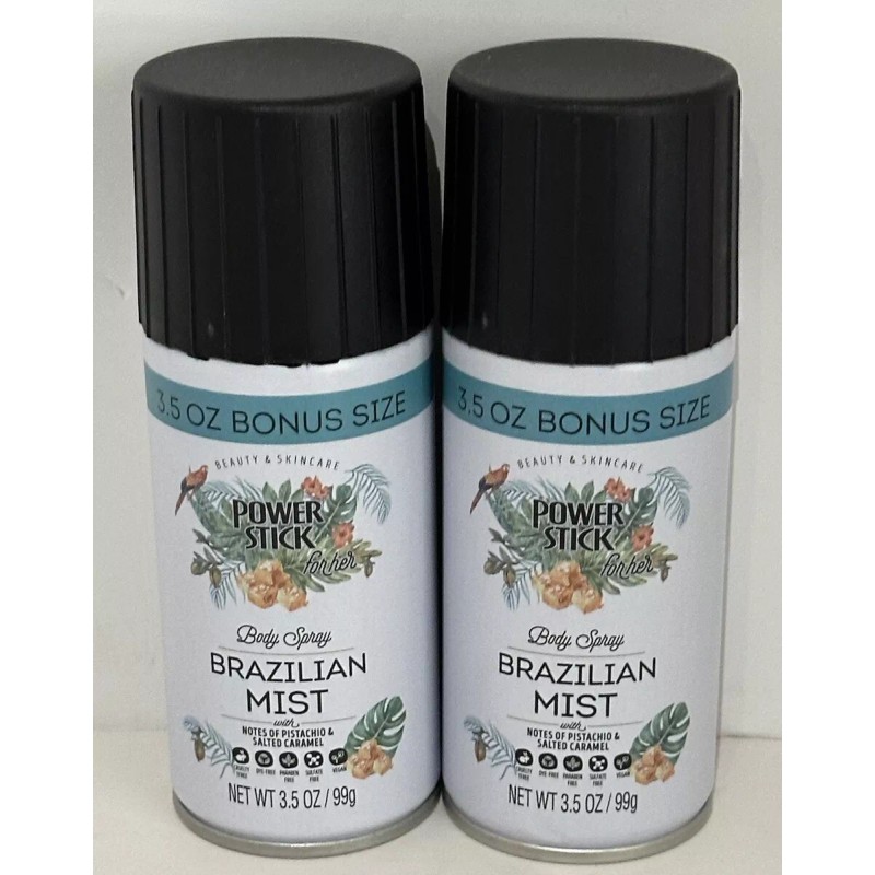 Power Stick Brazilian Mist Body Spray SET OF 2 Pistachio