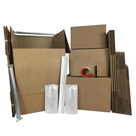 UBMOVE Wardrobe Moving Boxes Kit #, Small, Medium, Large & Shorty Wardrobe Boxes, Packing Paper, Tape, Dispenser, Bubble Roll & 1 Marker, Aparment Moving Boxes Kit