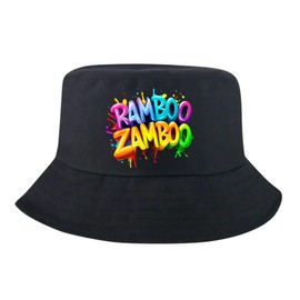 Fischerhut - RAMBO ZAMBO – lustiger Party Hut, Malle-Tour, Abschlussfahrt, Festival, Sonnenhut Abifahrt (Schwarz, UNISEX)