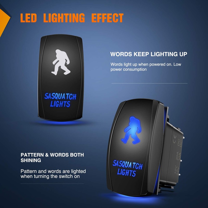 Nilight Sasquatch Lights Rocker Switch 5Pin Laser On/Off LED Light