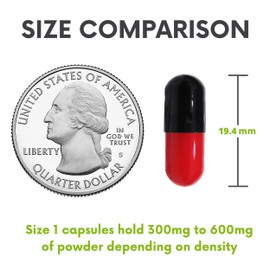 XPRS Nutra Size 1 Empty Capsules - 500 Count Colored Empty Gelatin Capsules - Empty Pill Capsules - DIY Supplement Capsule Filling - Fillable Color Gel Caps Pills (Black/Red)