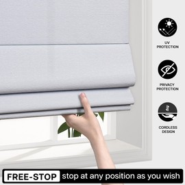 LazBlinds Cordless Roman Shades for Windows, Light Filtering Thermal Insulated Window Blinds, Lightweight Fabric Blinds for Indoor Windows, 24" W x 72" H, Light Grey