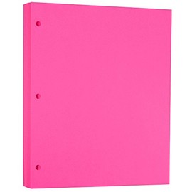JAM Paper® - Ultra Fuchsia Pink Brite Hue 3 Hole Punched Cardstock Paper (8.5 x 11 inches) - 100 Sheets per Pack