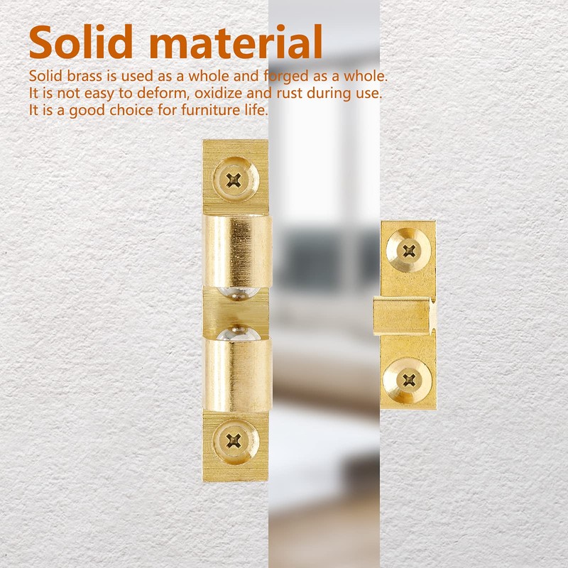 Uenhoy 10 Pcs Solid Brass Cabinet Door Catch, Dual Ball