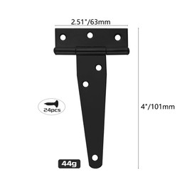 TOVOT 10PCS 4 Inch T-Shape Shed Door Hinges Heavy Duty Barn Door Hinges Outdoor Gate Hinges Black Hinges for Fence Gate Window