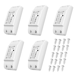 5Pcs WiFi and BT Smart Switch 10A 2200W Dual-Mode On/Off Device Voice Tuya APP Remote Control Timing Switch Smart Home Voice Control for Electric Appliances Universal Smart Home Automation Module