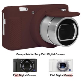 BOVKE Soft Camera Case for Sony ZV-1 Digital Camera, ZV1 Camera Silicone Case Cover Rubber Body Skin Protector Sleeve with Removable Lens Cover fits Sony ZV-1 Vlogging Camera, Brown