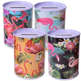 Set of 4 TE-Trend Money Box Flamingo Piggy Bank Children Tropical Summer Children's Birthday Party Bag Multicoloured Assorted