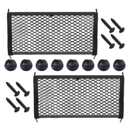 2 PCS Small Car Cargo Net, Stretchable Pocket Storage Mesh Net with 8 Mounting Screws and 8 Hooks, Elastic Organizer Pouch for Truck, Car, SUV, Boats (21.65x9.84inch)