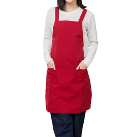 HABABY Kitchen Chef Apron, Bib Apron with 2 Pockets, Waterproof and Oil Resistant Apron for Cooking, Grilling, Painting, Kitchen Apron for Women and Men, Large Size (Red)