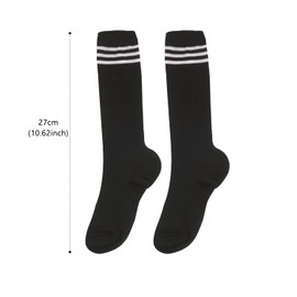 ALLY-MAGIC Knee High Socks, Casual Thigh High Socks Black White Striped Boot Socks, 3 Striped Long Tube Stockings for Women Girls Daily Wear Y7TWGXW (black)