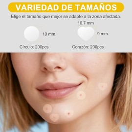 400 Parches Cosméticos de Corazón y Redondos para Granos y Espinillas, Calcomanías Faciales Ultra Finas de 10mm, Cobertura Invisible y Divertida para 