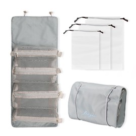 Zoomers Women's Cosmetic Bag, Roll-Up Travel Makeup Bag with 3 Sizes, Laundry Bag, Cosmetic Bag Made of 4 Removable Makeup Bag, Small for Handbag, Portable Make Up Bag, gray, Travel