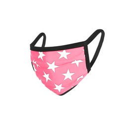Washable Reusable Cotton Face Mask Pack of 3 Print STAR BRIGHTPINKIVORY