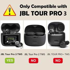 [2 Pack] easyBee Case Compatible with JBL Tour Pro 3 Charging Cover, with 2 Keychain and Anti-Lost Strap, Soft Liquid Silicone Ultra Thin Shockproof Protective Kit - Black and Blue