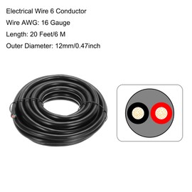 DMiotech 16 Gauge Wire Electrical Wire 6 Conductor, 16 AWG Extension Cable Cord 20 Ft/6 m UL2464 300V Stranded Tinned Copper Wire for LED Lighting Automotive