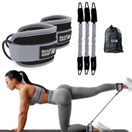 BEAR GRIP Hip Band Circle - Heavy Duty Glute Activation Band with Elasticated Cotton for Superior Comfort and Enhanced Glute Strength, Perfect for Squats and Warm Ups (Grey, Cables)
