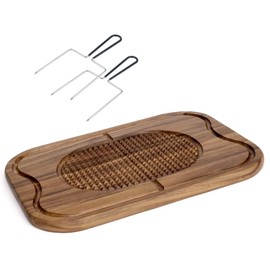 20" Large Holiday Ham Meat Serving Board Thanksgiving Carving Board with Turkey Lifter Set| Acacia Wood Cutting Board with Juice Groove, Good for Carving 22Lbs Meats