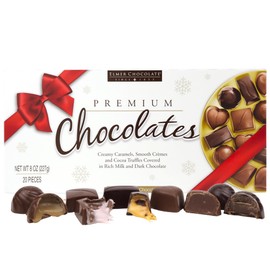 Elmer Chocolate Premium Chocolates Box, 20 Pieces, Assorted Milk and Dark Chocolates, 8 oz