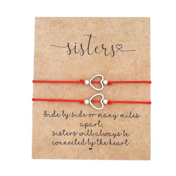 Sisters Side By Side Card with Heart Wish Bracelet Set