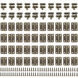Pack of 20 Latch Hook Hasp, 40 Pieces Hinges, Antique Clasps, with Screws, for Retro Crafts, Such as Retro Wooden Boxes, Gift Boxes, Wine Boxes, Tool Boxes, Woodworking