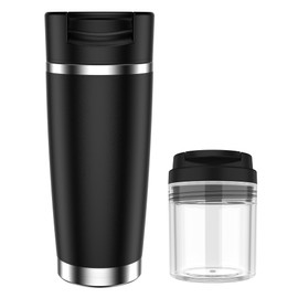 AIDEAMART Portable Personal Blender, 24 oz/750 ml Juicer, 125 Watt Personal Size Blender with Stainless Steel Bottle, Ideal for Shakes and Smoothies, Compact, Convenient and Versatile (Black)