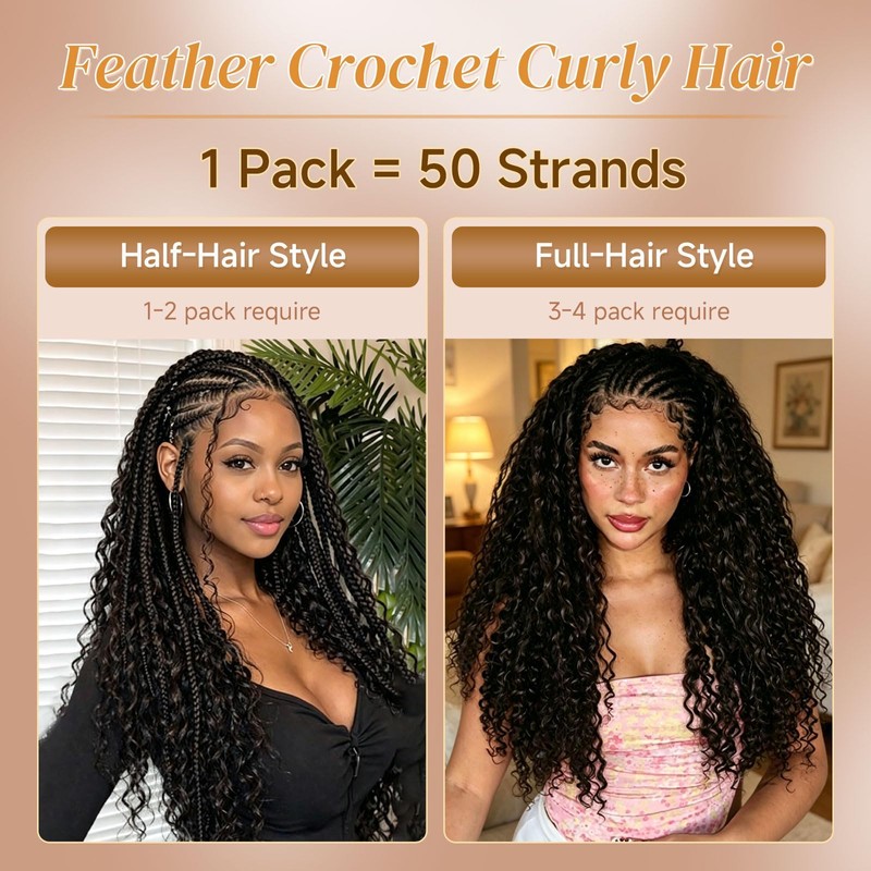 Deep Wave Feather Crochet Hair 18 Inch 4#， Miracle Knots