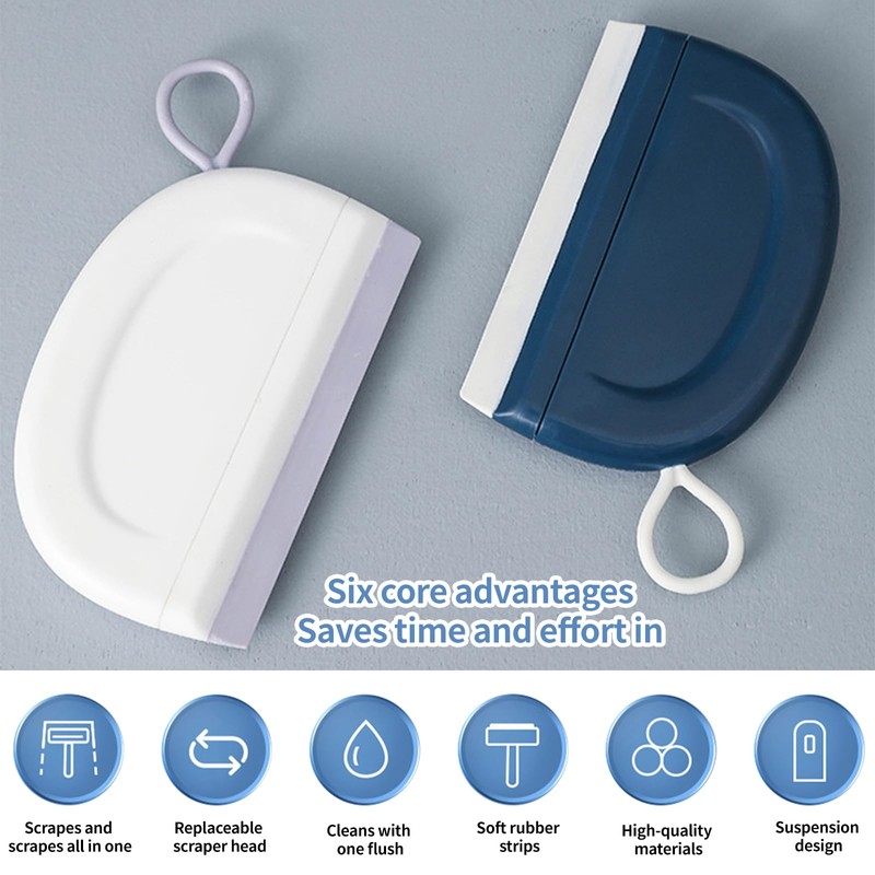 VZU 2PCS Shower Squeegee, Shower Scraper, Small Squeegee, Flexible Silicon