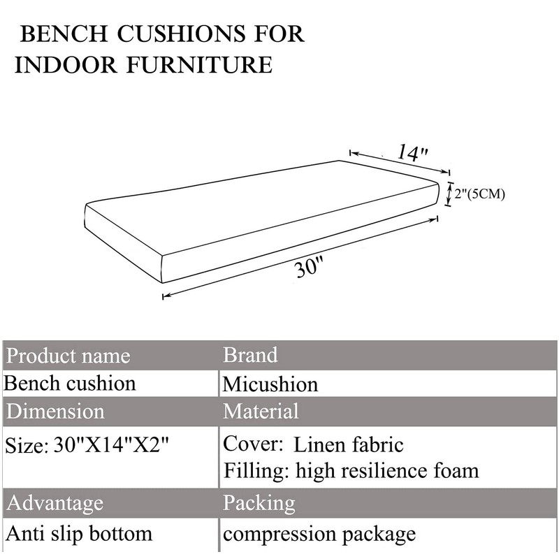 MICUSHION Piano Bench Cushion for Indoor Shoe Storage Non Slip