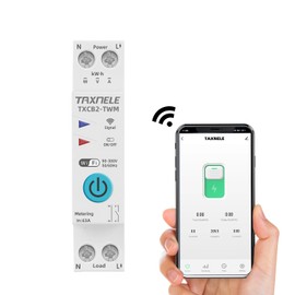 TAXNELE 10A Smart Circuit Breaker, 1P 230V 63A Voltmeter Ammeter Energy Meter DIN Rail Smart Life Wireless Remote Control Switch Timer Voice Control