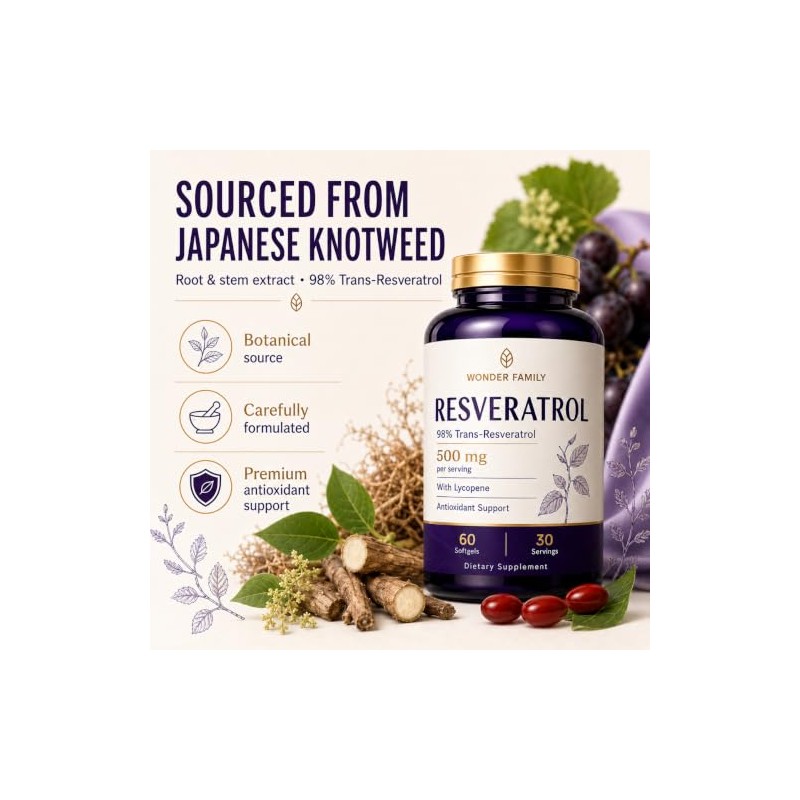 Wonder Family Suplemento de Resveratrol 500 Mg