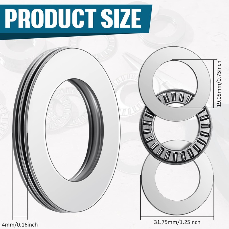 10 Sets Thrust Needle Roller Bearings with Washers 0.75 Inch