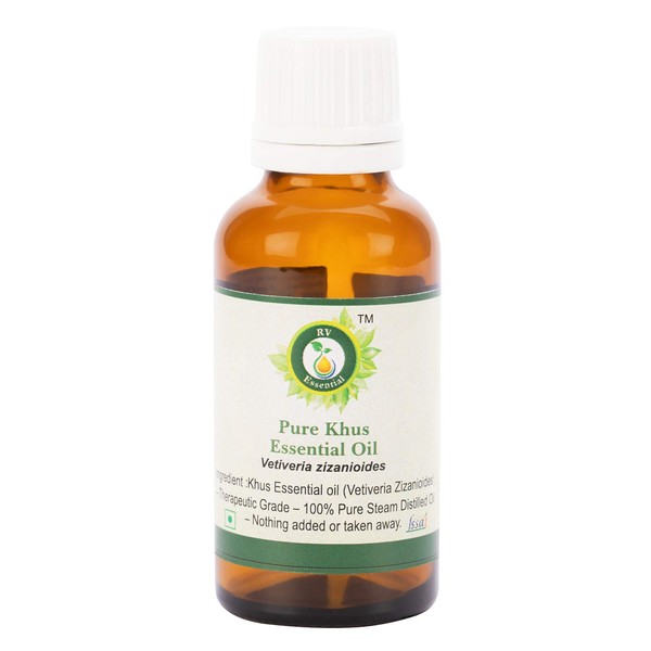R V Essential Pure Khus Essential Oil - Vetiveria Zizanioides (100% Pure & Natural Steam Distilled) Pure Khus Essential Oil