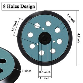6 Pieces 5 inch 8 Hole Sander Replacement Pad Parts Vankcp Orbital Sanding Backing Plates Hook Loop Sander Pad Fits for Makita, DeWalt, Porter Cable, Hitachi