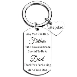 WXCATIM Step Dad Gifts Fathers Day Bonus Dad Stepdad Gifts Father's Day Thank You Keychain Stepfather Bonus Dad Gifts From Daughter Son Kids Gifts For Men On Birthday Father's Day Thanksgiving