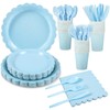 Xiangqu 175 Pcs Light Blue Paper Plates and Napkins, Easter