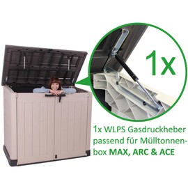 Ondis24 Gas Lift for Wheelie Bin Box Keter Max, Arc, Ace, Elite Store & Premier XL Replacement Part "WLPS" Gas Lift 140N (1)