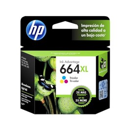 HP Cartucho de Tinta 664XL Tricolor Original, Compatibilidad con Impresoras Deskjet 4535, 4675, 3835, 1115, 2135, 3635, 2675, 3775, 3785, 3787, 3789, Rendimiento hasta 330 páginas (F6V30AL)