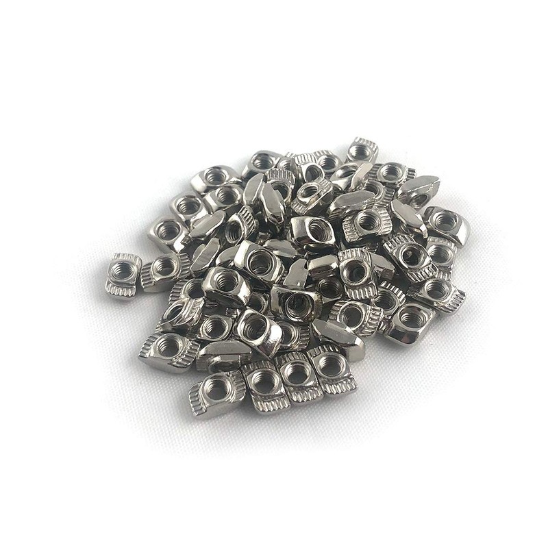 QWORK® 100 Pack M4 T-nut, Nickel-Plated Carbon Steel T Slot