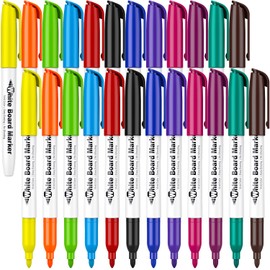 SFAIH Fine Tip Dry Erase Markers - 24 Pack 12 Assorted Color Whiteboard Erasable Markers Bulk for Kids Adults, Ideal for Classroom School Office Home Use on White Board, Non-Toxic Easy Clean
