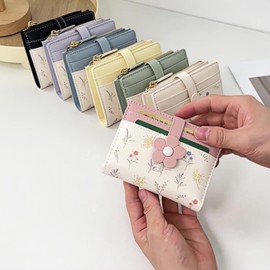 Bakurok Small Wallet Women RFID Vegan Leather Bifold Compact Card Holder Wallet for Women with Zipper Coin Pocket ID Window