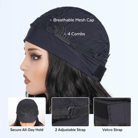 Yaki Curly Detroit Layers Headband Wig Wave Half Wigs for Black Women 18 Inch 200% Density Wear and Go Glueless Wig Synthetic Hair with 1 Headbands Attached, #1B Black 18 Inch