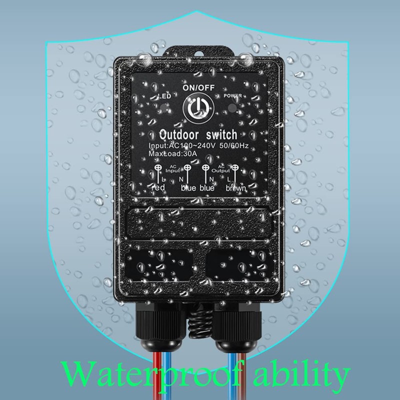 Waterproof Wireless Light Switch,AC110V-240V 40A Relay Switches | 4900ft RF