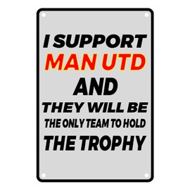 Manchester United Metal Sign, Football Metal Sign for Manchester United Gifts for Boys, Tin Sign Poster Decoration Man Utd Gifts for Men Manchester United Cave Home Bar Signs 8 x 12 in