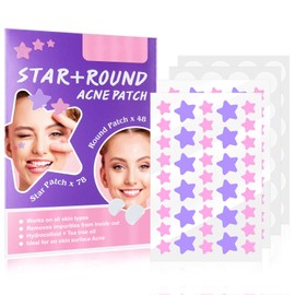 LESFEY 126 Patches Acne Patch Colorful Hydrocolloid Pimple Patch with Natural Tea Tree Oil, Cute Star and Round Shaped Acne Absorbing Cover Patch for Face Zits, Pimples, Blemishes, Spots Acne Dots
