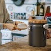 Miscedence 35OZ Coffee Canister for ground coffee with Date Tracker,Wood