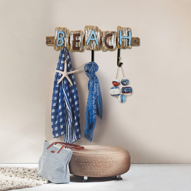 Aecipl Wooden Wall Hooks Nautical Decor Hanging Letters Sign Beach