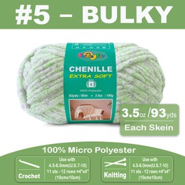 Super Soft and Cozy Chenille Yarn for Crocheting and Knitting -Easy to Crochet with-Bulky #5-3.5oz/93yds -Chunky Plush Yarn for Hand Craft Blanket Ammigurumi (Spring Meadow, 1 Pack)
